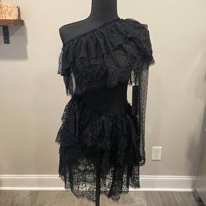 House of Harlow x Revolve Sheer black ruffle mini